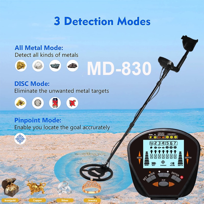 새로운 MD830 금속 탐지기 지하 깊이 2.5m 스캐너 검색 고정밀 금 탐지기 보물 사냥꾼 감지 Pinpointer